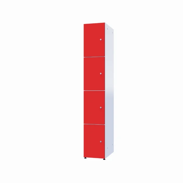 Modułowa szafka metal z HPL - Combo 4 poziomy w kolorze Red Deluxe